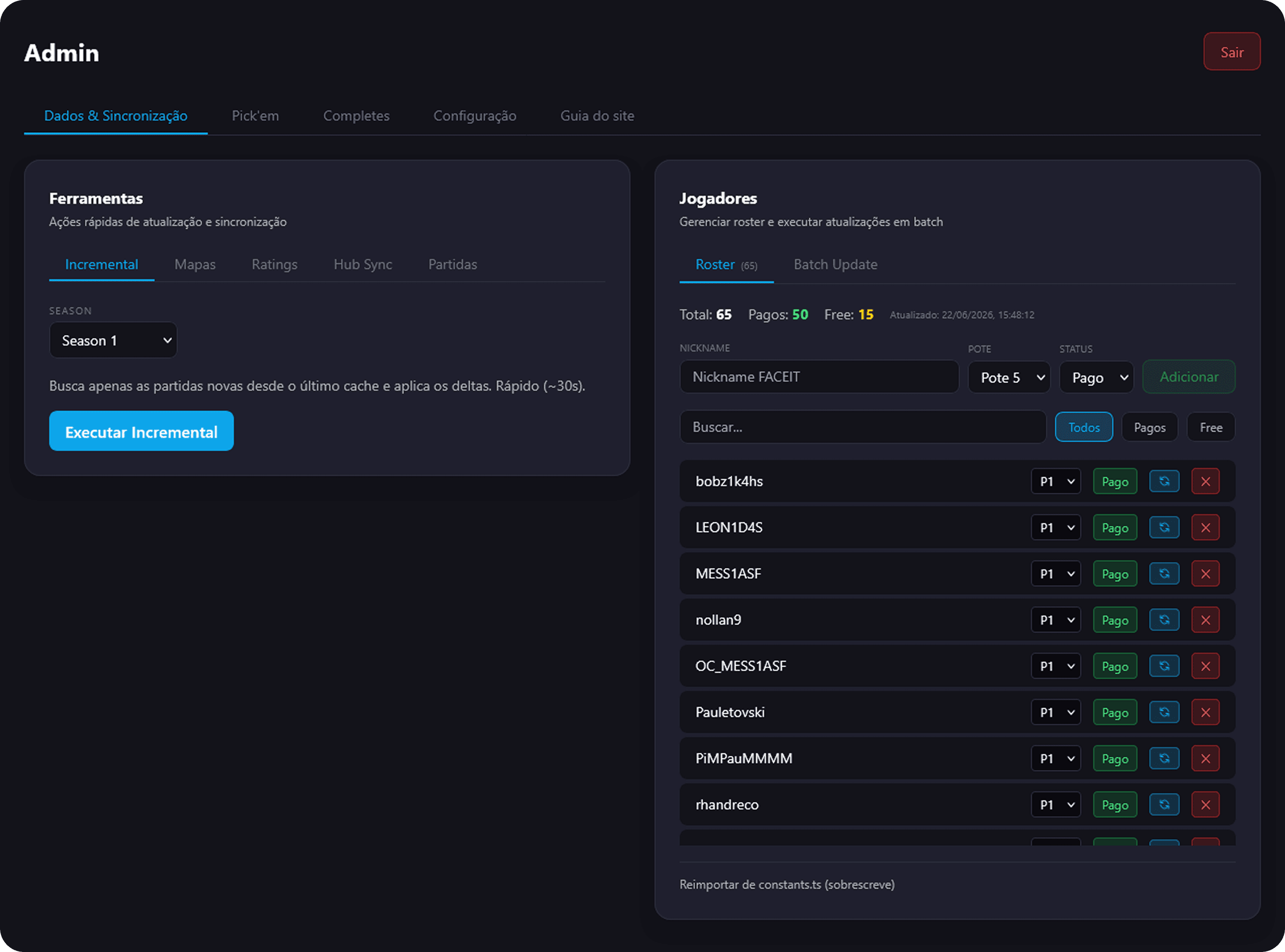 Admin panel